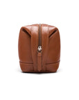 Leather wash bag, tan, side