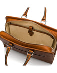 Leather 13" laptop bag, tan, inside