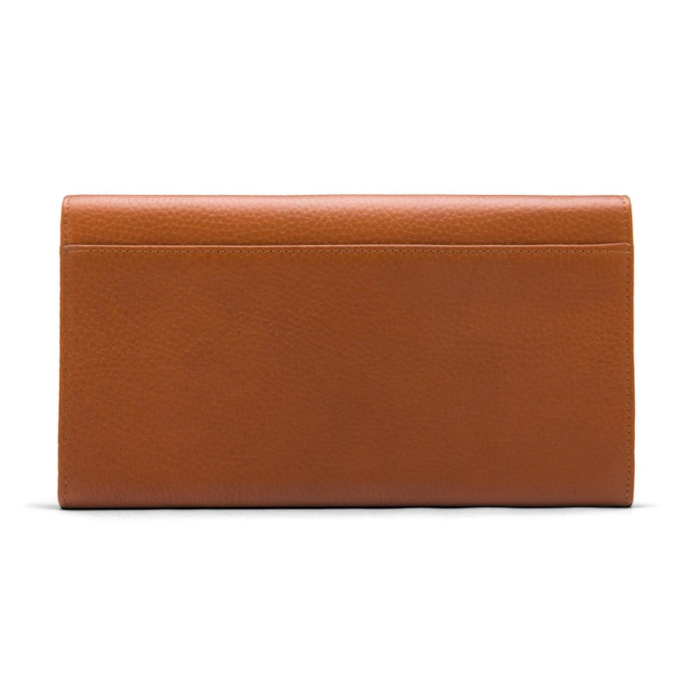 Luxury leather travel wallet, tan, back