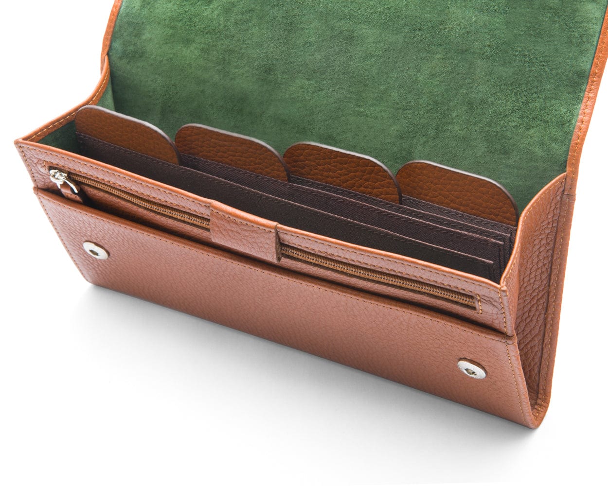 Luxury leather travel wallet, tan, inside