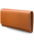 Luxury leather travel wallet, tan, side