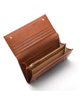 Leather Mayfair concertina purse, tan, inside