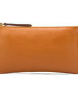 Medium leather makeup bag, tan, front