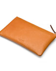 Medium leather makeup bag, tan, back