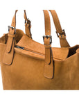 Megan Nubuck Hobo Handbag - Tan