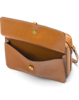 Compact crossbody bag, tan saffiano, front pocket