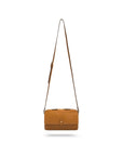 Compact crossbody bag, tan saffiano, shoulder strap