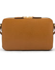 Compact crossbody bag, tan saffiano, back