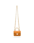 Ostrich leather Betty bag with top handle, tan ostrich, with long strap