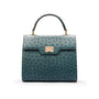 Real ostrich top handle bag, racing green, front view