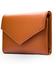 RFID blocking leather envelope purse, tan, side