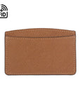 RFID Flat Leather Card Holder, tan saffiano, front view