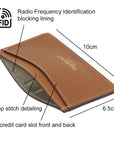 RFID Flat Leather Card Holder, tan saffiano, features