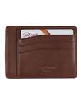 Flat leather credit card holder, tan, back view