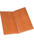 Tan Textured Slim Leather Tall Top Pocket Wallet With 12 CC