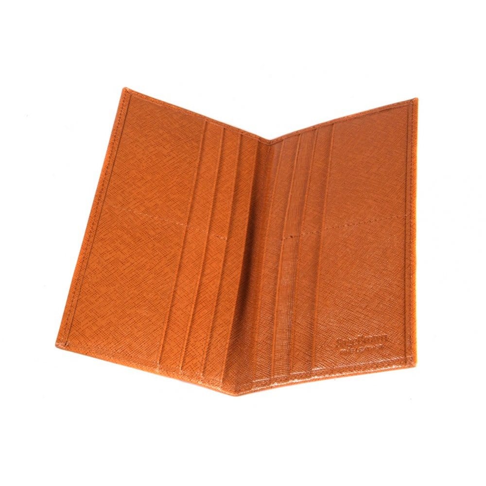 Tan Textured Slim Leather Tall Top Pocket Wallet With 12 CC
