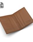 RFID leather credit card holder, light tan, open view