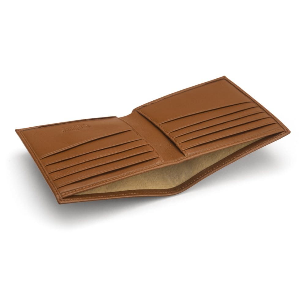 Soft leather RFID wallet, tan, inside