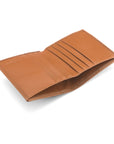 Leather compact billfold wallet 6CC, tan, inside