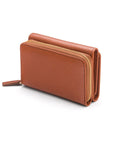 RFID blocking leather tri-fold purse, tan, coin purse