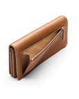 Tall leather Trinity purse, tan, coin purse