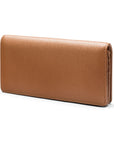 Tall leather Trinity purse, tan, front