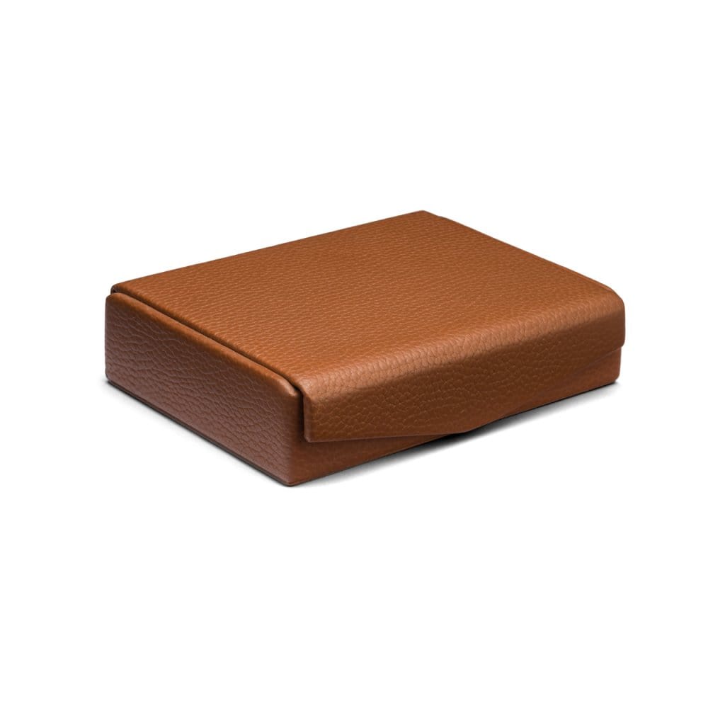 Luxury leather jewellery box, tan, front