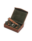 Luxury leather jewellery box, tan, open