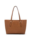 Women's leather 13" laptop workbag, tan saffiano, front