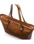 Women's leather 13" laptop workbag, tan saffiano, zip closure