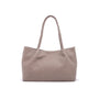 Woven leather slouchy bag, taupe, front