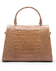 Sabrina top handle bag, taupe croc leather, back view