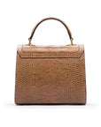 Leather signature Morgan bag, taupe croc, back view