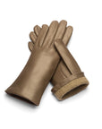 Cashmere lined leather gloves ladies, taupe