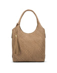 Large Woven Leather Bag - Taupe