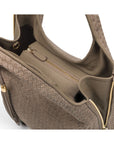 Large Woven Leather Bag - Taupe