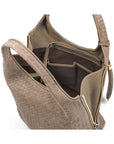 Large Woven Leather Bag - Taupe