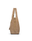 Large Woven Leather Bag - Taupe