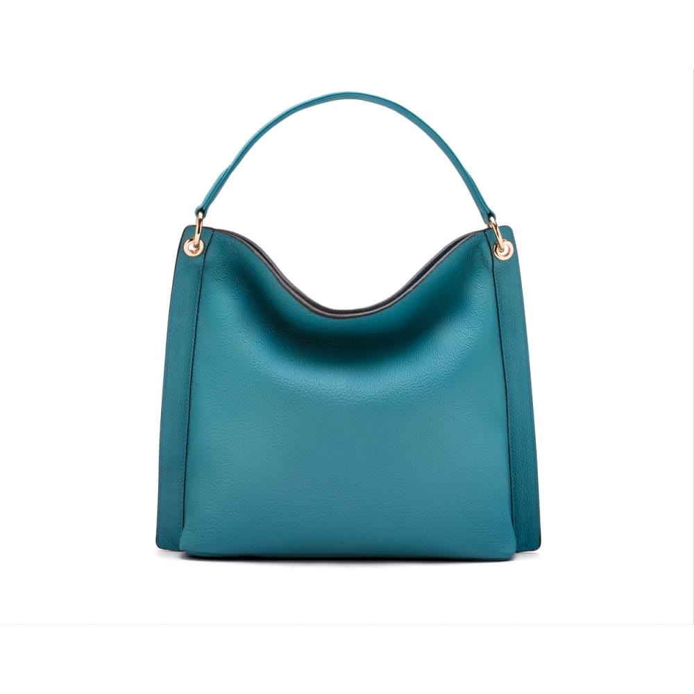 Carol Ann slouchy leather shoulder bag, turquoise, front