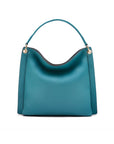 Carol Ann slouchy leather shoulder bag, turquoise, front