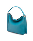 Carol Ann slouchy leather shoulder bag, turquoise, side