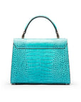 Leather top handle bag, Burnett bag, turquoise croc, back