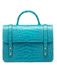 Mini top handle Harmony music bag, turquoise croc, front view