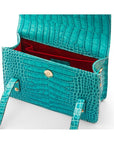 Mini top handle Harmony music bag, turquoise croc, inside view