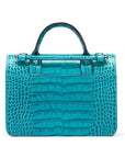 Mini top handle Harmony music bag, turquoise croc, back view