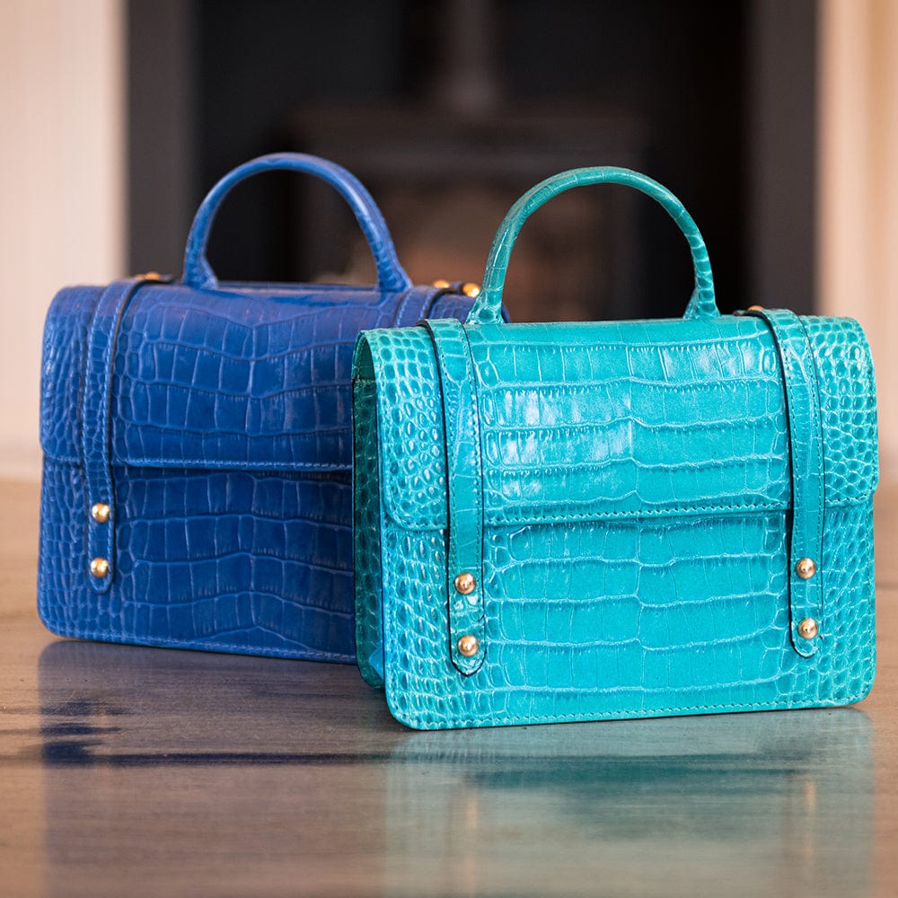 Mini top handle Harmony music bag, turquoise croc, lifestyle