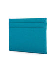 Flat leather credit card wallet 4 CC, turquoise, side