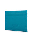 Flat leather credit card wallet 4 CC, turquoise, back