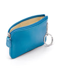 Small leather zip coin purse, turquoise, back