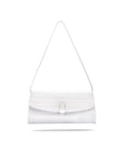 Leather clutch bag, white croc, short strap